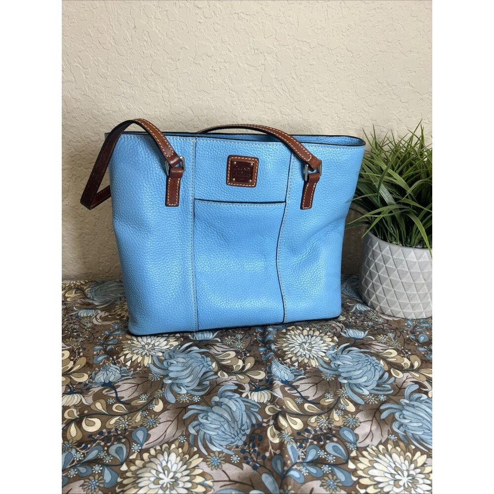 Dooney and Bourke Pebble Grain Small Lexington Tote Leather Sky Blue Purse - Picture 7 of 14